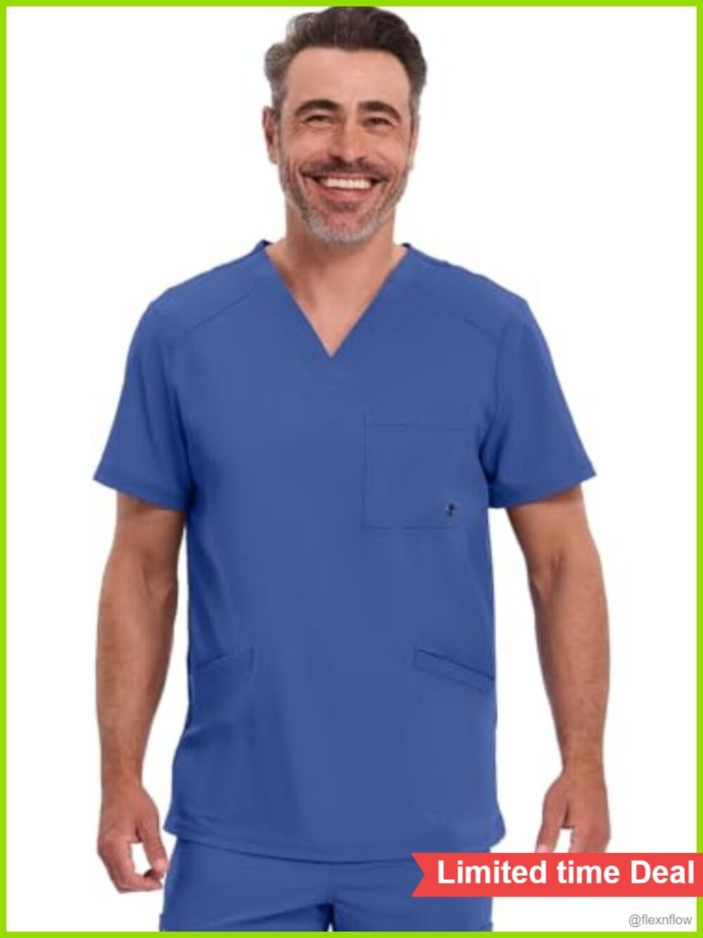 Men's V-Neck Scrub Top 360 Stretch 3 Pockets Medical Uniform